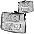 Auto Dynasty For Silverado Gmt900 Pair Of Chrome Housing Clear Corner Headlight Led 3rd Brake Light
