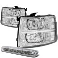 Auto Dynasty Compatible With Silverado Gmt900 Pair Of Chrome Housing Clear Corner Headlight Led 3rd Brake Light