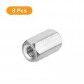 Uxcell M6 X 1-pitch 20mm Length Coupling Nuts 8pcs 304 Stainless Steel Metric Hex Rod