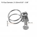 Uxcell 6pcs Double Wire Hose Clamp 21-25mm Adjustable Stainless Steel Clips With M6 Bolt For Dust Collection Pump Pipe
