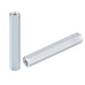 12pcs M6x10x60mm Coupling Nuts Galvanized Carbon Steel Hex Threaded Rod Coupler For Furniture Electronic And Industrial Use 