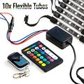 18 Color 10pcs Rgb Motorcycle Atv Flexible Strip Led Light Lamp Neon Remote Kit