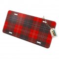 Plaid Red Gray Grey Pattern Novelty Metal Vanity Tag License Plate