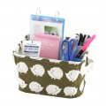 Uxcell Cotton Linen Hedgehog Print Home Wardrobe Underwear Sundries Socks Holder Storage Box Case