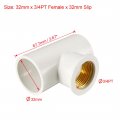 Uxcell 32mm X 3 4pt Female Slip Pvc Pipe Fitting Tee T-shaped