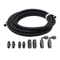 Black 6 An Steel Braided Automatic Transmission Cooler Line Kit For 4l60e 4l65e 15 Ft Hose With Fittings 
