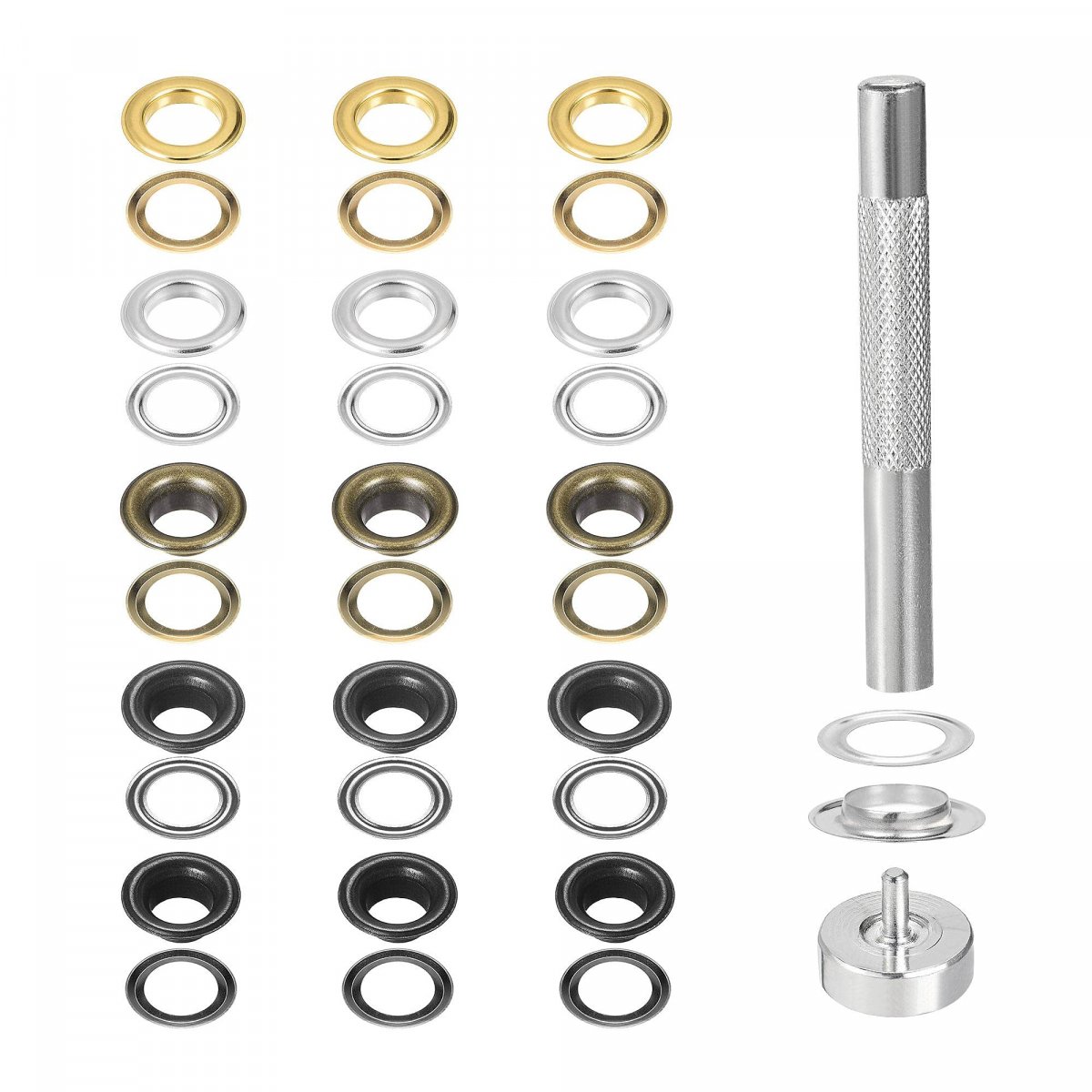 Grommet Tool Kit 100 Sets 3 16 Copper Grommets Eyelets With Pcs Install 5 Colors 5mm Inside Dia