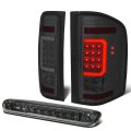 C-tube Driver And Passenger Side Chrome Housing Smoke Lens 12-led Tail Lights Bundle With High Mount Center Stop Third Brake