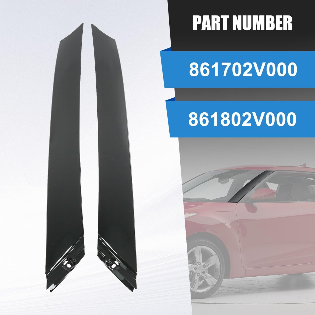 A-pillar Trim Molding Windshield Set Left Right Replacement For Hyundai Veloster 2012-2017 Outer Driver Passenger Side