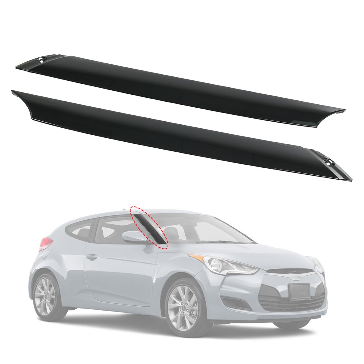 A-pillar Trim Molding Windshield Set Left Right Replacement For Hyundai Veloster 2012-2017 Outer Driver Passenger Side