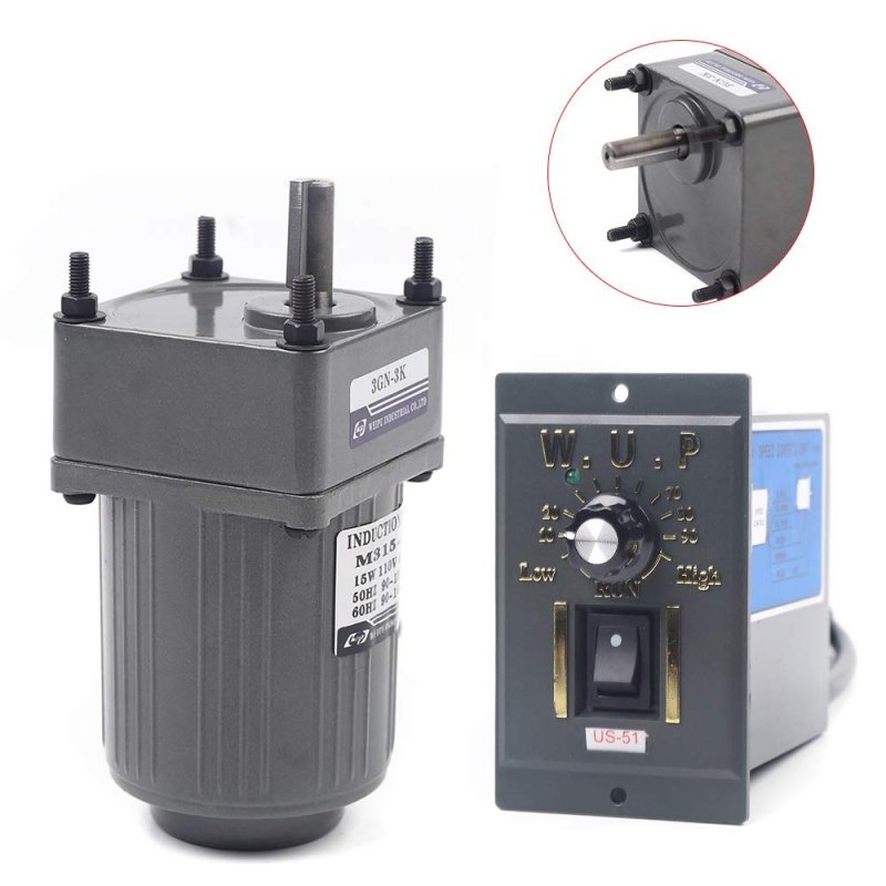 110v 3k Ac Gear Motor Electric 15w Variable Speed Reduction Controller Adjustable Large Torque 0-450 Rpm Min 1 3