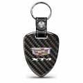 Ipick Image For Cadillac Xt4 Logo Real Black Carbon Fiber Large Shield-style Key Chain Keychain Exclusive Official Licensed