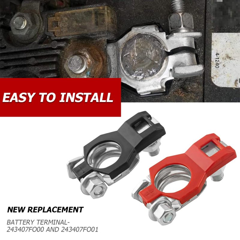 Battery Terminal Connector Top Post Cable Clamp Set Positive And Negative 1 Pair With Washers Corrosion Resistant For Suv Van