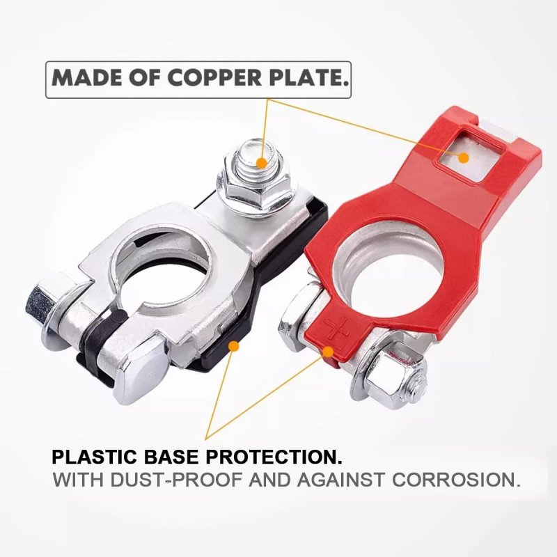 Battery Terminal Connector Top Post Cable Clamp Set Positive And Negative 1 Pair With Washers Corrosion Resistant For Suv Van