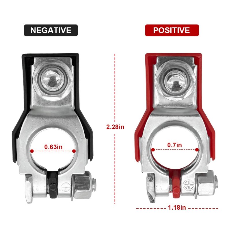 Battery Terminal Connector Top Post Cable Clamp Set Positive And Negative 1 Pair With Washers Corrosion Resistant For Suv Van