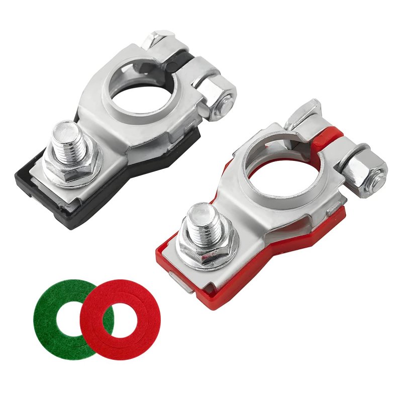 Battery Terminal Connector Top Post Cable Clamp Set Positive And Negative 1 Pair With Washers Corrosion Resistant For Suv Van