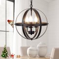 Dllt Vintage Pendant Hanging Light Fixtures Flush Mount Ceiling Chandelier Lamp With Metal Spherical Shade For Kitchen Dining 