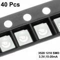 Uxcell 40 Pcs 3528 1210 Surface Mounted Devices Blue Led Diode Lights Lighting Bulb Lamps Electronics Components Light Emitting