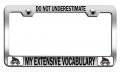 Do Not Underestimate My Extensive Vocabulary Geek Ch Steel Auto Suv License Plate Frame Tag Holder 
