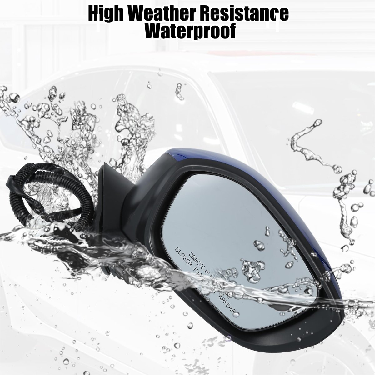 Door Mirror Assembly Right Passenger Side For Honda Civic 2022-2023 Power Glass Non-heated Manual Folding 3 Pins Blue Paint To