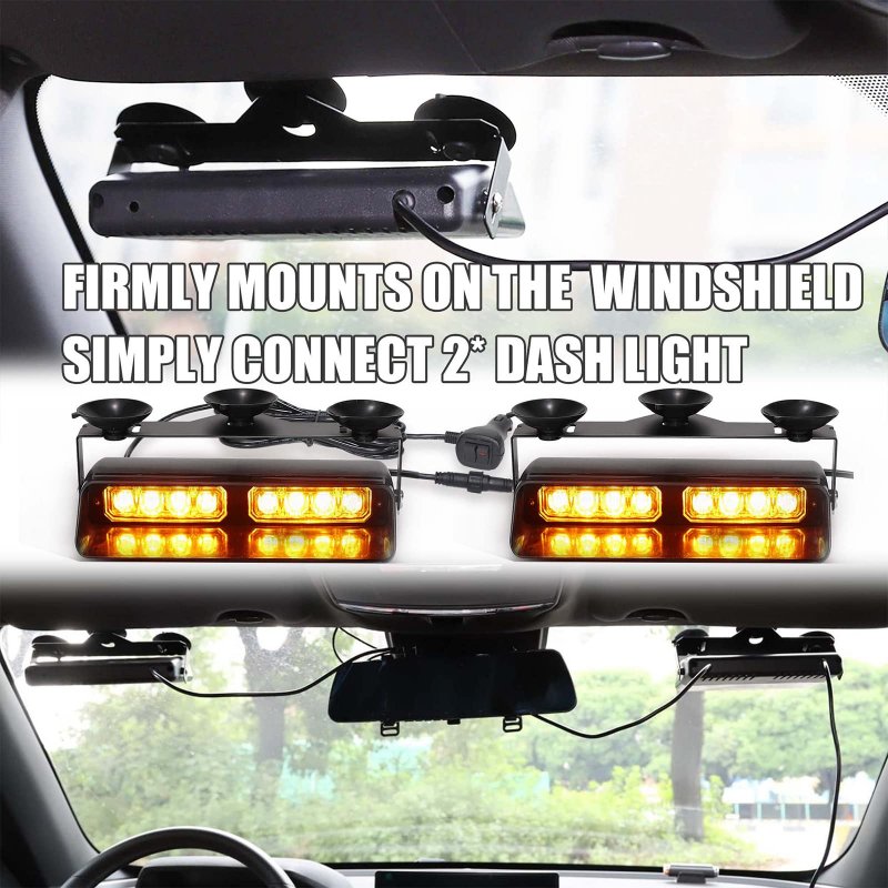 Wineco 2 In 1 Emergency Dash Strobe Lights Safety Flashing Warning Hazard Interior Front Rear Windshield Deck Split Light Bar W