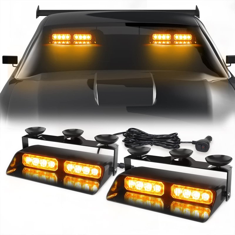 Wineco 2 In 1 Emergency Dash Strobe Lights Safety Flashing Warning Hazard Interior Front Rear Windshield Deck Split Light Bar W