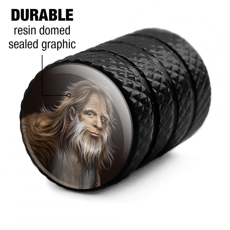 Sasquatch Bigfoot Head Valve Stem Caps For Tire Rim Wheel Aluminum Black