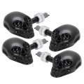 Wanheyao 4x Amber 4 Led Black Tribal Skull Turn Signal Indicator Light For Cruiser Sport Touring Bike