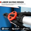Universal Hand Riveter Tool Set With Collection Bottle And 5 Replaceable Nosepieces Red Black Alloy Steel Riveting Kit