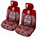 Hawaiian Car Seat Covers With Headrest Big Sea Turtle Honu Red Universal Fit 2 Piece Set Single Armrest Slot And Cotton Lining 