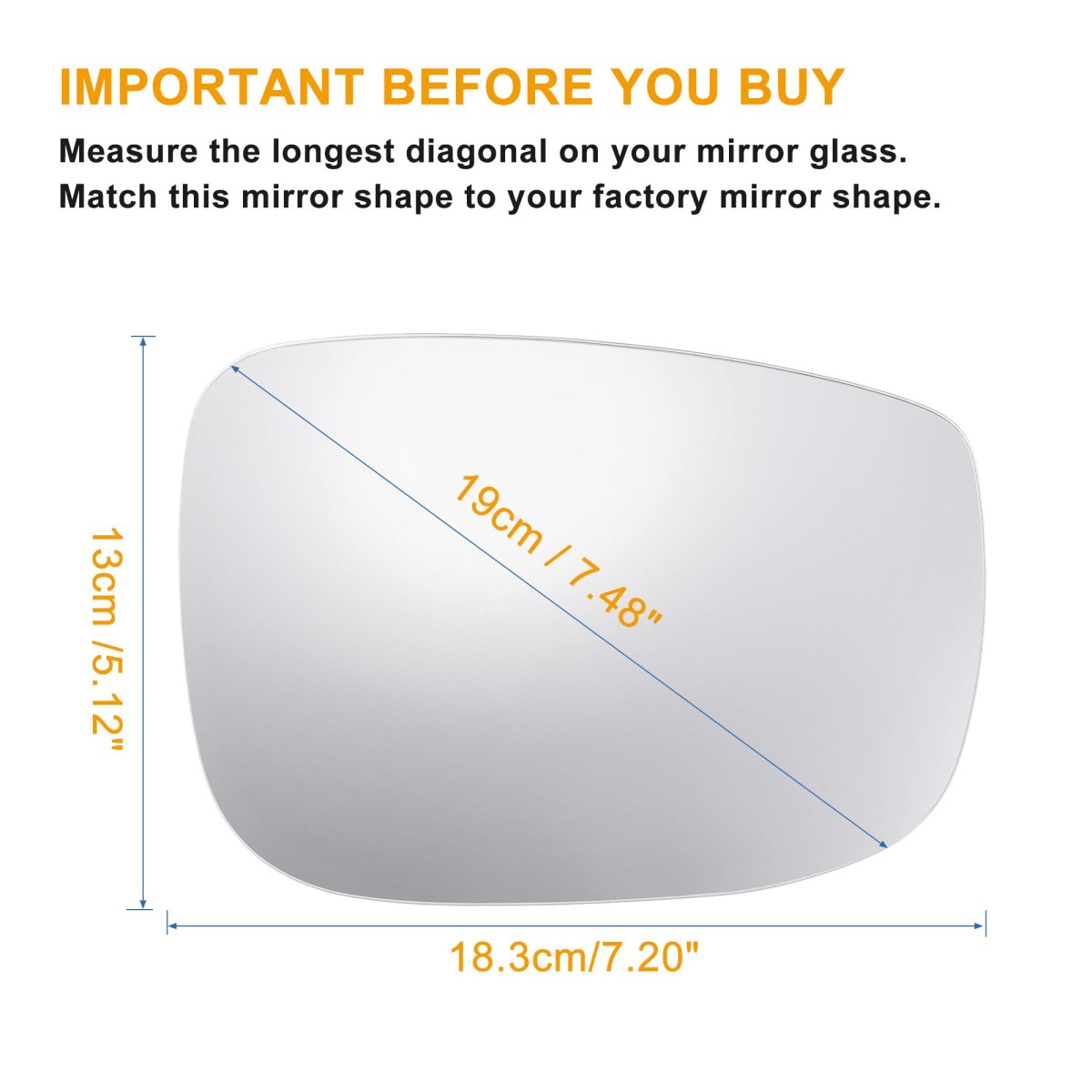 Right Passenger Side Mirror Glass With Backing Plate For Mazda Cx-5 2017-2021 And Cx-9 2016-2021 Heated Power Rearview 7 48 In