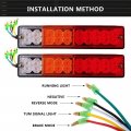 20led Truck Trailer Tail Light Upgraded Turn Signal Reverse Brake Running Lamp For 10-30v Caravan Van Rv Utv Camper Boat Pack