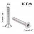 Uxcell M5x30mm Flat Head Machine Screws Inner Hex Screw 304 Stainless Steel Fasteners Bolts 10pcs