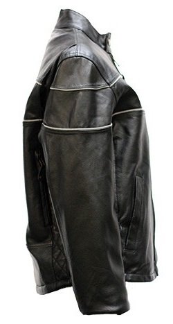 Womens Leather Motorcycle Jacket With Reflective Stripes Size S Sm Small