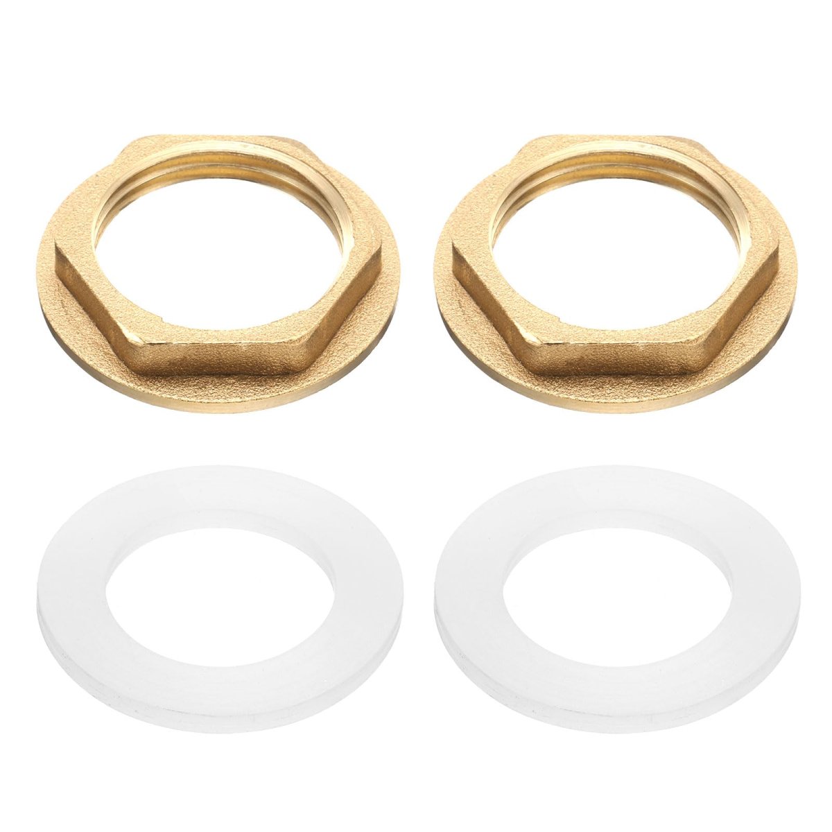 2 Pcs Brass Lock Nuts Pipe Fitting G3 4 In 14 Female Hexnut Flange Single Hole Faucet Lock Nut With Silicone Washer For Kitchen