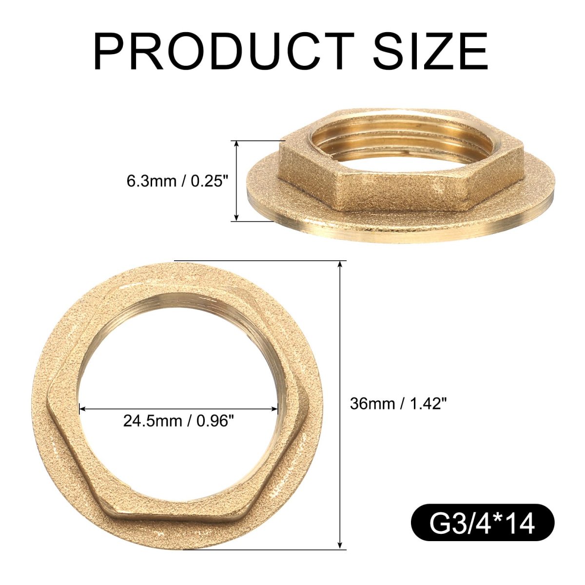2 Pcs Brass Lock Nuts Pipe Fitting G3 4 In 14 Female Hexnut Flange Single Hole Faucet Lock Nut With Silicone Washer For Kitchen