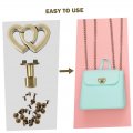 Gadpiparty 4pcs Luggage Double Heart Lock Metal Turn Pursess Bag Lock Purse Clasps Wallet Clutches Closures Locks Alloy