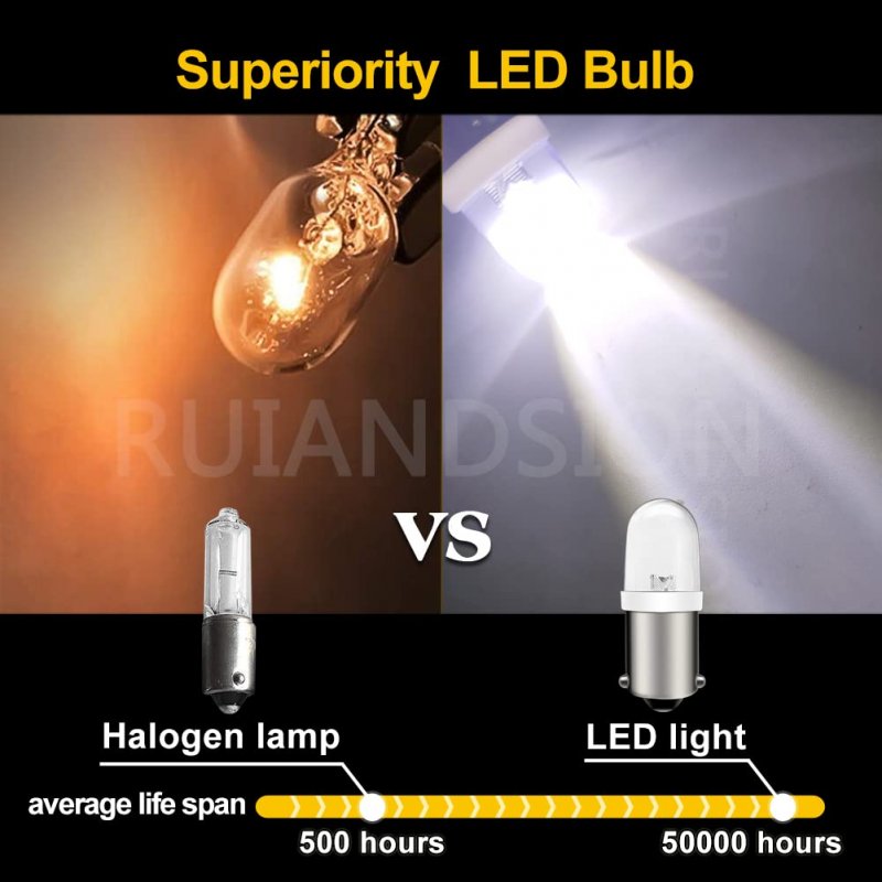 Ruiandsion 10pcs Ba9s Led Bulb 120v Ac Dc 9mm Base Replacement For Indicator Pilot Light White