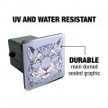 Spotted Snow Leopard Face Tow Trailer Hitch Cover Plug Insert
