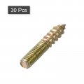 Uxcell M6 Hanger Bolts Length 1-1 8 30mm Double Headed Self-tapping Screw 6mm Wood Joint Furniture Legs 30pcs