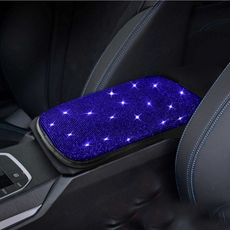 Spanice Bling Car Armrest Cover Auto Center Console Protective Luster Crystal Rhinestone Arm Rest Cushion Pad Interior