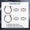 Jdmspeed New 2 5 V-band Flange Clamp Kit Stainless Steel Pcs Replacement For Turbo Exhaust Downpipes