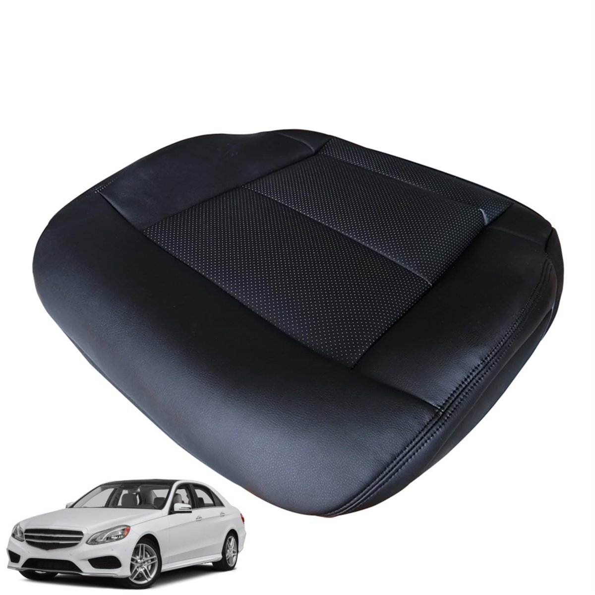 Black Leather Driver Bottom Seat Cover Replacement For Mercedes E Class E350 E550 2010 2011 2012 2013 2014