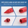 Jdmspeed New Red 20pcs M12x1 5 Cap Spiked Extended Tuner 60mm Aluminum Wheels Rims Lug Nuts