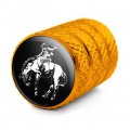 Bucking Bronco Illustration Valve Stem Caps For Tire Rim Wheel Aluminum Yellow