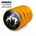 Bucking Bronco Illustration Valve Stem Caps For Tire Rim Wheel Aluminum Yellow