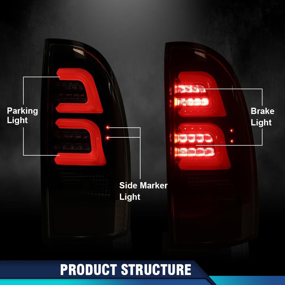Led Tail Lights Assembly Pair For 2005 2015 Toyota Tacoma Smoky Red Lens Rear Brake Lamps Waterproof Left And Right Driver
