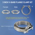 Jdmspeed New 3 V-band Flange Clamp Kit 2 Pcs Stainless Steel Replacement For Turbo Exhaust Downpipes