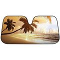 Bdk Golden Palm Tree Beach Sunset Auto Windshield Sun Shade For Car Suv Truck Bubble Foil Folding Accordion 