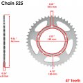 Caltric Rear Wheel Chain Sprocket Compatible With Suzuki 650 Vstrom Dl650 2004-2009 47 Teeth